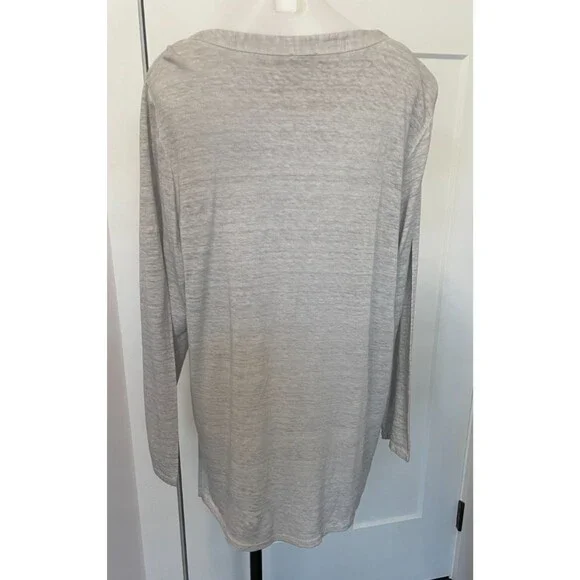 CHICOS Womens Knit TOP Long Sleeve GRAY Linen V-Neck Size 3 (XL) - Picture 4 of 5